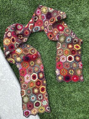 Garnet Hill crochet floral scarf